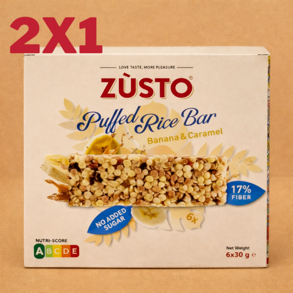 Barrita de Arroz Inflado – Plátano y caramelo